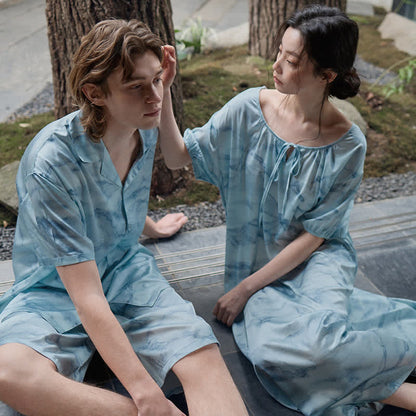 Ownkoti Blue Watercolor His & Hers Loungewear Set - image 1