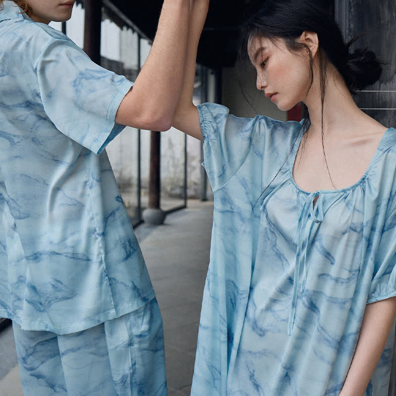 Ownkoti Blue Watercolor His & Hers Loungewear Set - image 6