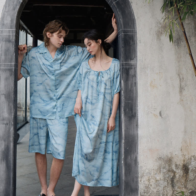 Ownkoti Blue Watercolor His & Hers Loungewear Set - image 2