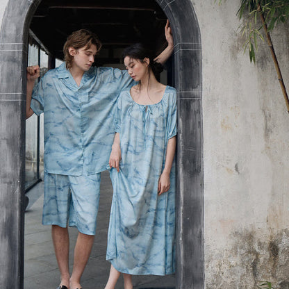 Ownkoti Blue Watercolor His & Hers Loungewear Set - image 2