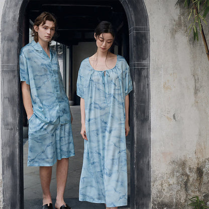 Ownkoti Blue Watercolor His & Hers Loungewear Set - image 0