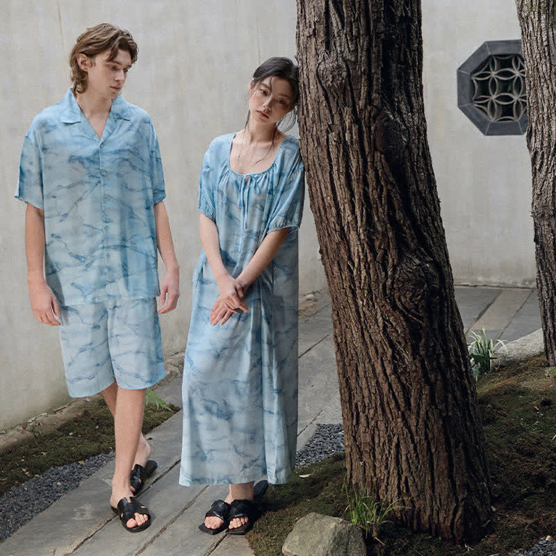 Ownkoti Blue Watercolor His & Hers Loungewear Set - image 4