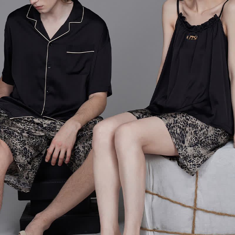 Ownkoti Contrast Leopard Print Matching Couple Pajamas - image 3