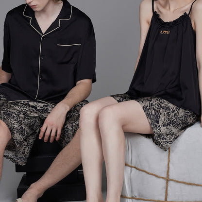 Ownkoti Contrast Leopard Print Matching Couple Pajamas - image 3