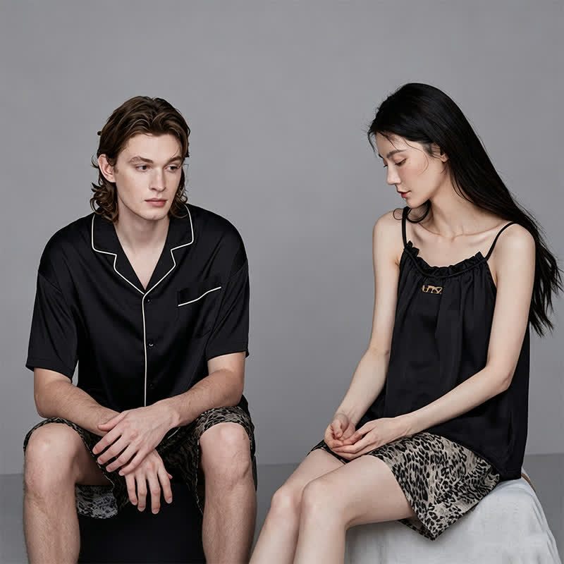 Ownkoti Contrast Leopard Print Matching Couple Pajamas - image 2