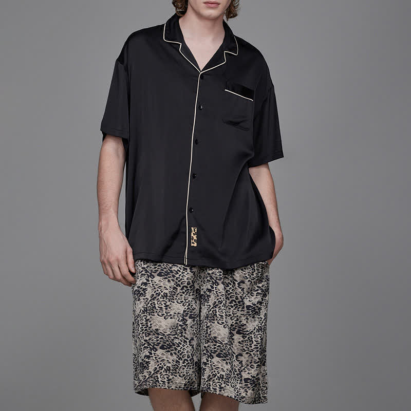 Ownkoti Contrast Leopard Print Matching Couple Pajamas - image 10