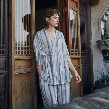 Ownkoti Matching Couple Tie Dye Stripe Sleepwear Set - image 12