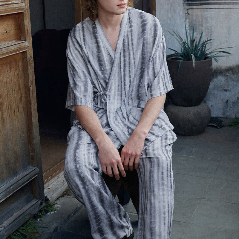 Ownkoti Matching Couple Tie Dye Stripe Sleepwear Set - image 11