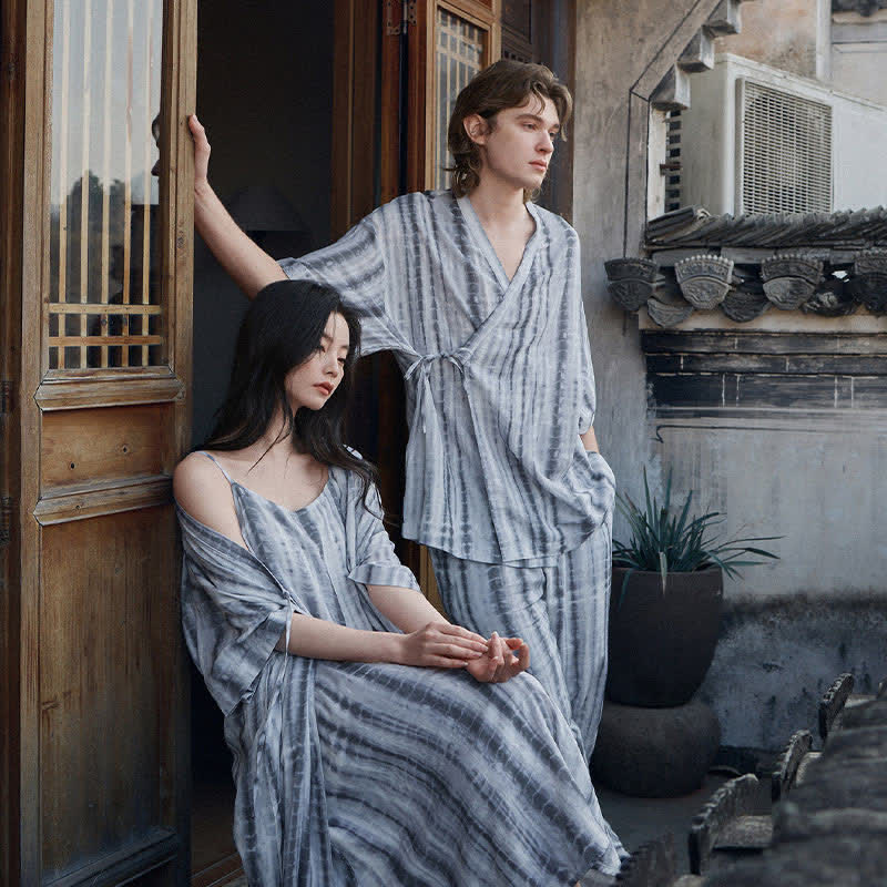 Ownkoti Matching Couple Tie Dye Stripe Sleepwear Set - image 0