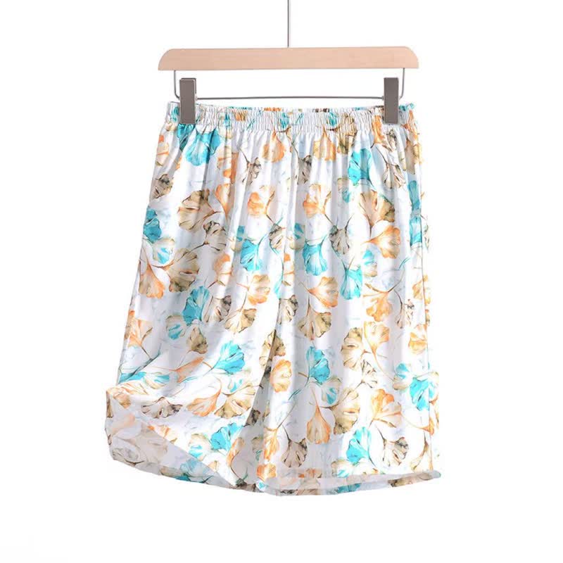 Ownkoti Floral Ginkgo Leaf Cotton Elastic Waist Lounge Skirt - image 5