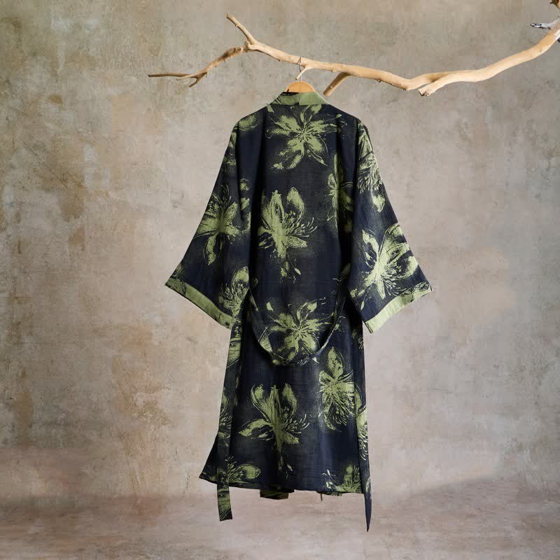 Ownkoti Watercolor Floral Organic Cotton Kimono Robe - image 15