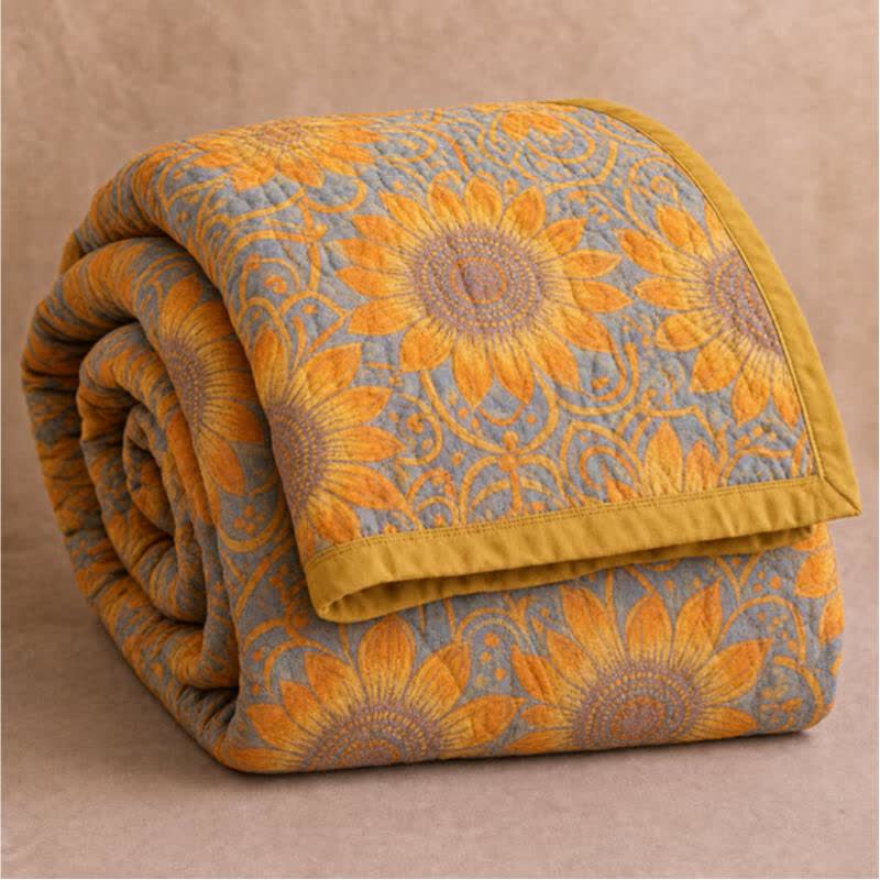 Ownkoti Boho Sunflower 3-Layer Muslin Cotton Quilt - image 0