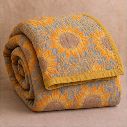 Ownkoti Boho Sunflower 3-Layer Muslin Cotton Quilt - image 0