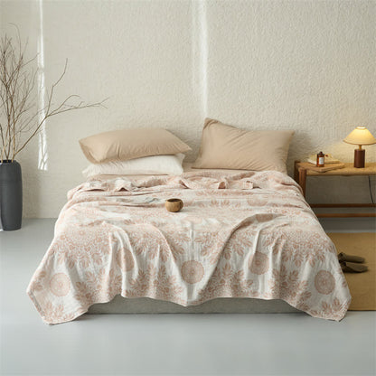 Ownkoti Vintage Floral Cotton Muslin Blanket Quilt - Apricot - Queen - image 0