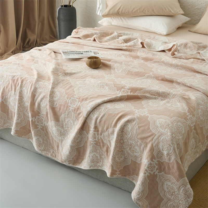 Ownkoti Vintage Damask Cotton 3-Layer Muslin Throw Quilt - image 1