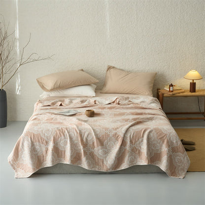 Ownkoti Vintage Damask Cotton 3-Layer Muslin Throw Quilt - Camel - Queen - image 0