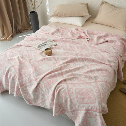 Ownkoti Retro Plaid Flower 3-Layer Muslin Throw Quilt - image 1