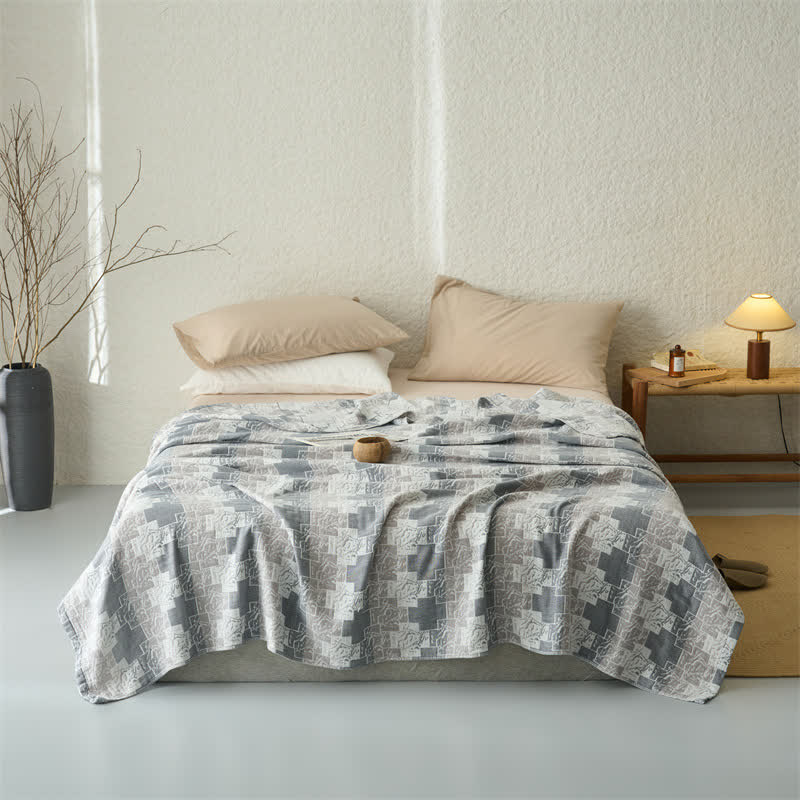 Ownkoti Geometric Cotton Muslin Reversible Blanket Quilt - image 4