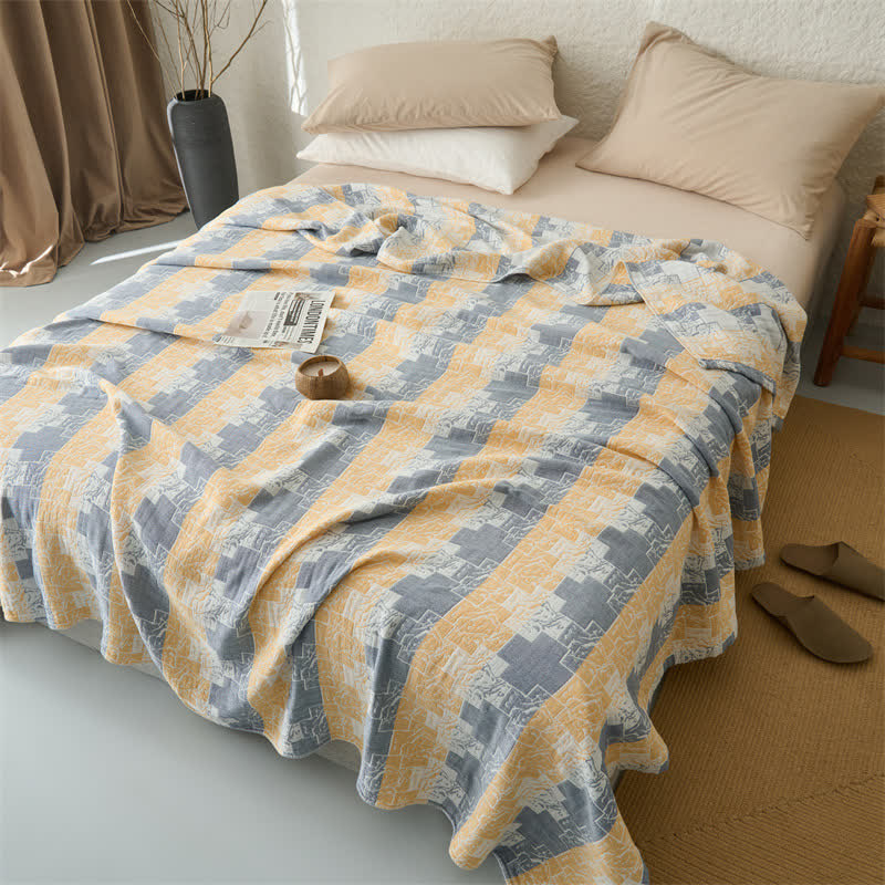 Ownkoti Geometric Cotton Muslin Reversible Blanket Quilt - image 1