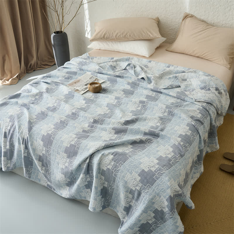 Ownkoti Geometric Cotton Muslin Reversible Blanket Quilt - image 3