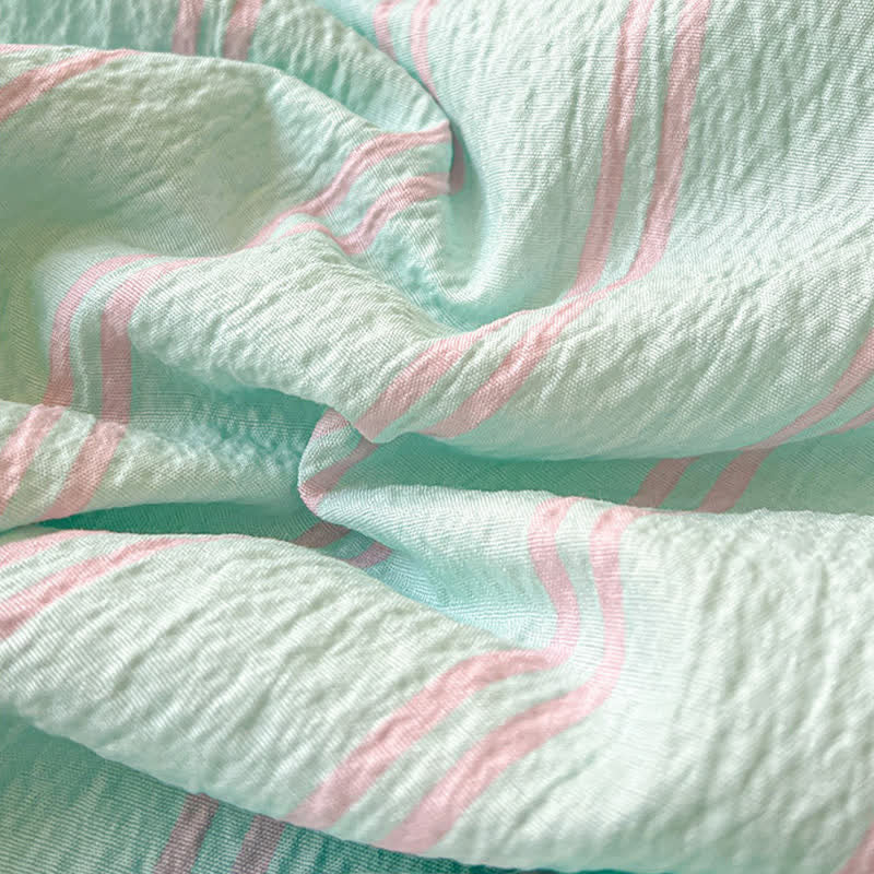 Ownkoti Mint Striped Trim Crinkled Knitted Cotton Quilt - image 4