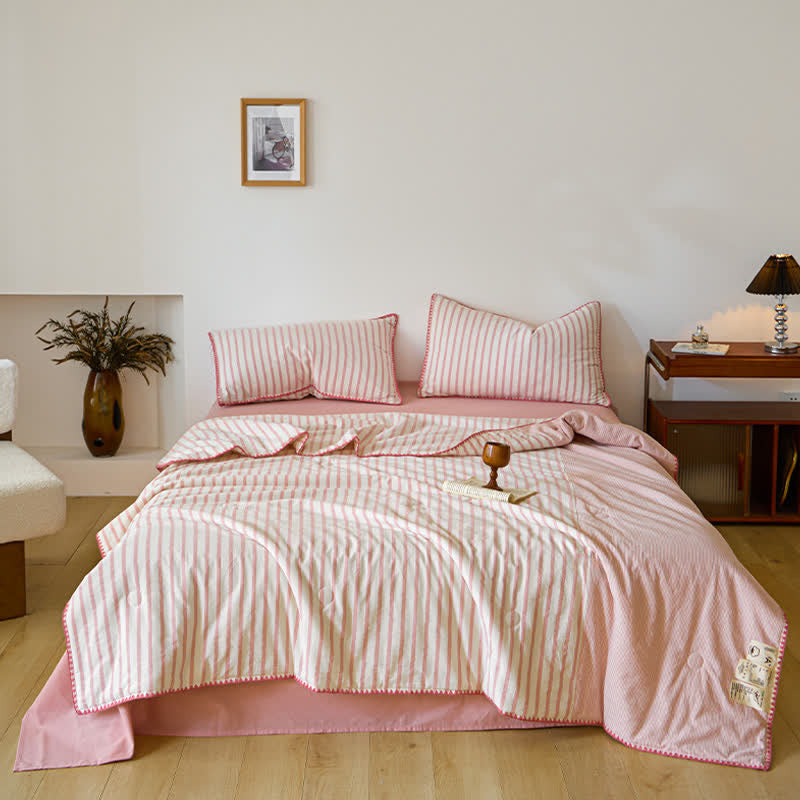 Ownkoti Shell Trim Two-Tone Stripe Cotton Bedding Set - image 5