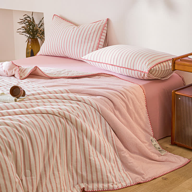 Ownkoti Shell Trim Two-Tone Stripe Cotton Bedding Set - image 6