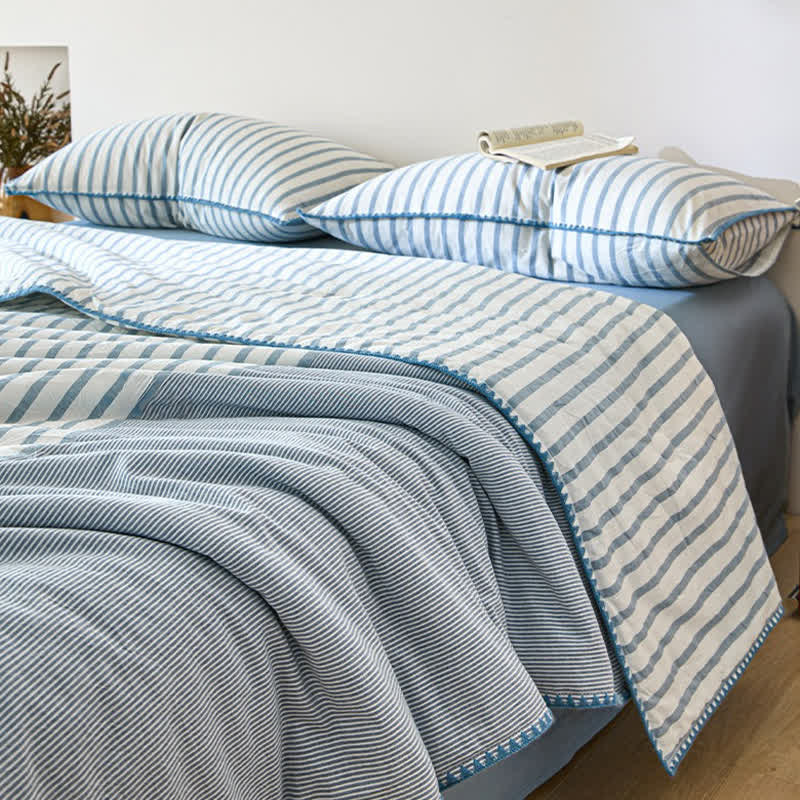 Ownkoti Shell Trim Two-Tone Stripe Cotton Bedding Set - image 2