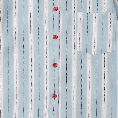 Ownkoti Red Accent Blue Stripe Double Gauze Pajamas - image 5