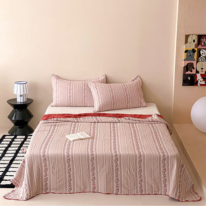 Ownkoti Blush Floral Stripe Washed Cotton Bedding Set - image 2