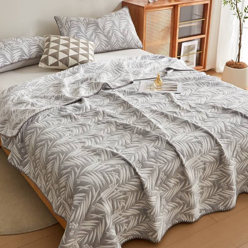 Ownkoti Botanical Palm Leaf Cotton Muslin Blanket Quilt - image 8
