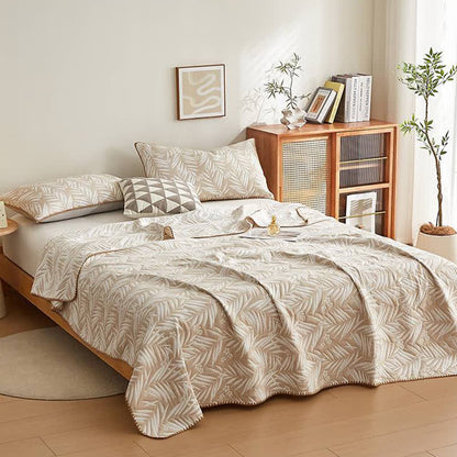 Ownkoti Botanical Palm Leaf Cotton Muslin Blanket Quilt - image 2