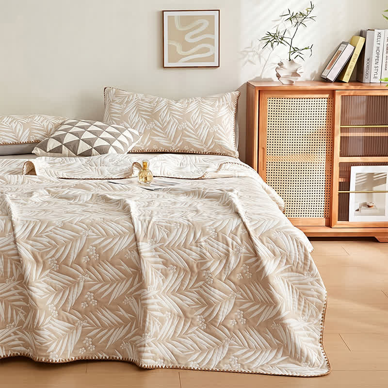 Ownkoti Botanical Palm Leaf Cotton Muslin Blanket Quilt - image 1