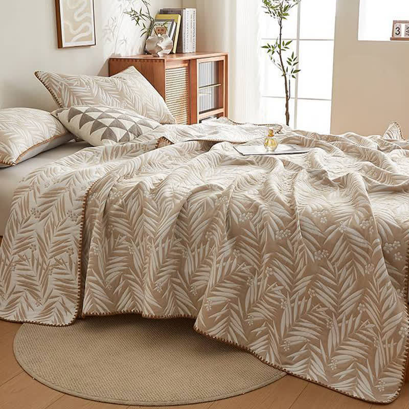 Ownkoti Botanical Palm Leaf Cotton Muslin Blanket Quilt - image 3