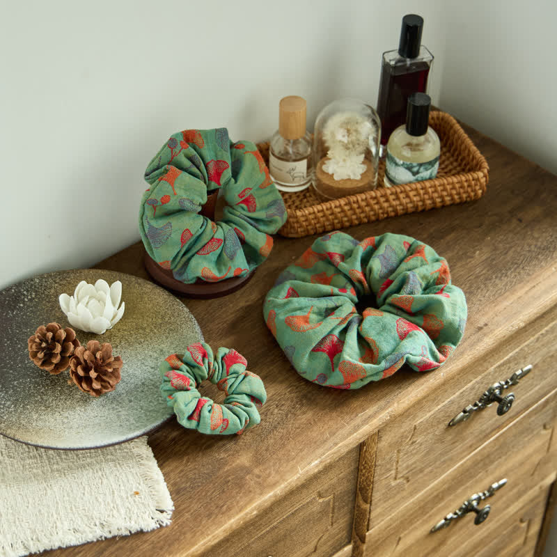 Ownkoti Ginkgo Hair Scrunchies 3 Pack - Green - 1 Pack Scrunchie - L - image 0