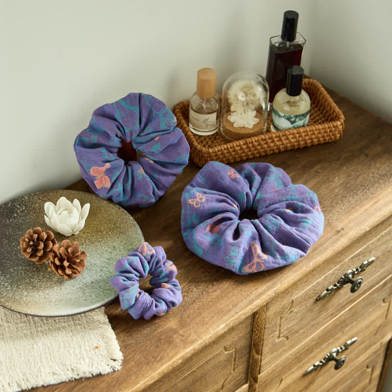 Ownkoti Butterfly Print Hair Ties 3 Pack - Purple - 1 Pack Scrunchie - L - image 0