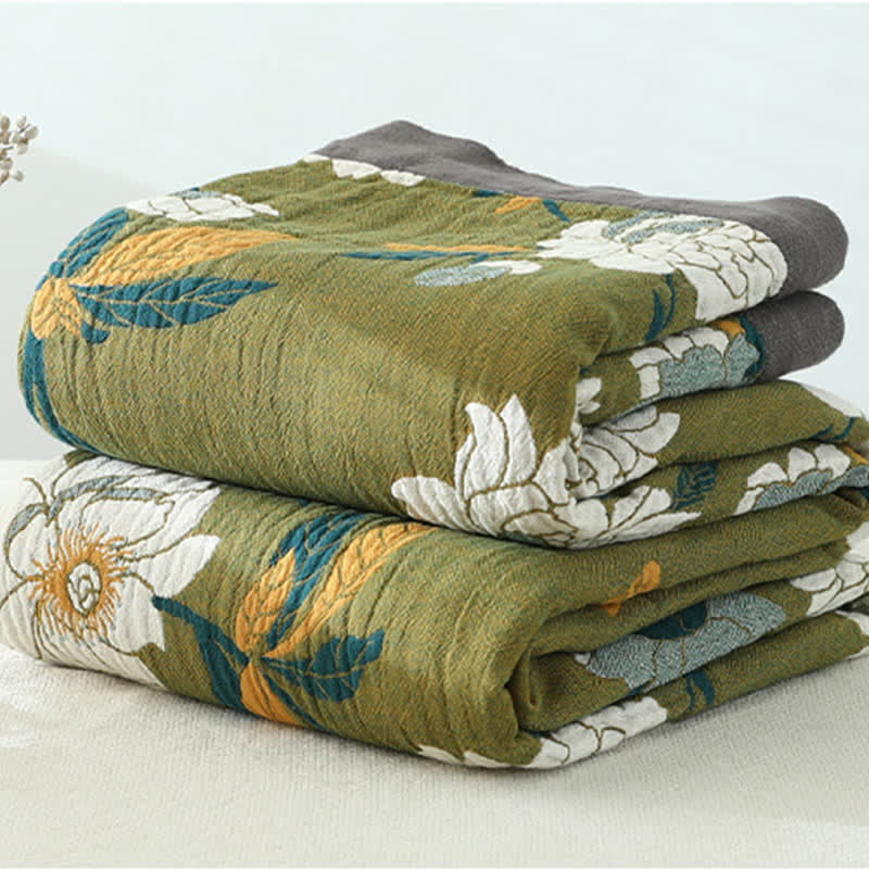 Ownkoti Olive Flower Printed Cotton Quilt - As Picture - King - image 0