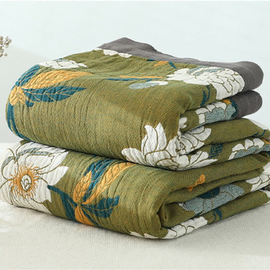 Ownkoti Olive Flower Printed Cotton Quilt - As Picture - King - image 0