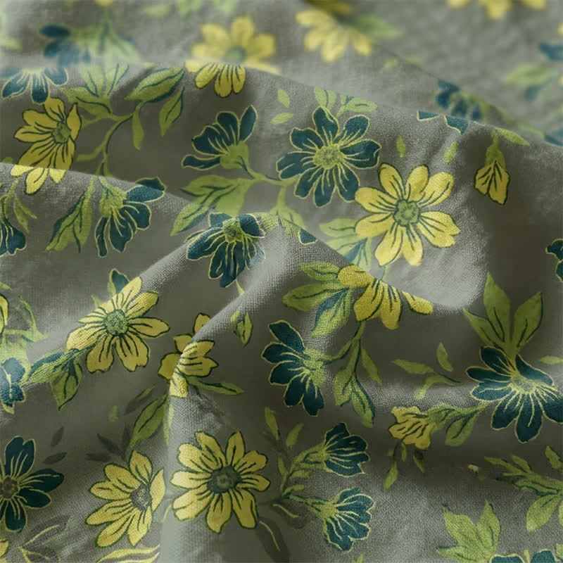 Ownkoti Vintage Green Floral Cotton Bedspread - image 5