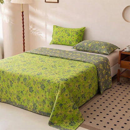 Ownkoti Vintage Green Floral Cotton Bedspread - image 1