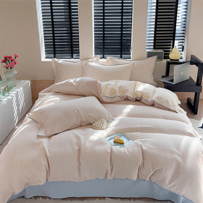 Ownkoti Stripe Scalloped Edge Washed Cotton Bedding Set  - image 1