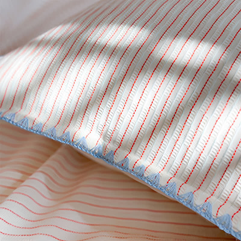 Ownkoti Stripe Scalloped Edge Washed Cotton Bedding Set  - image 3