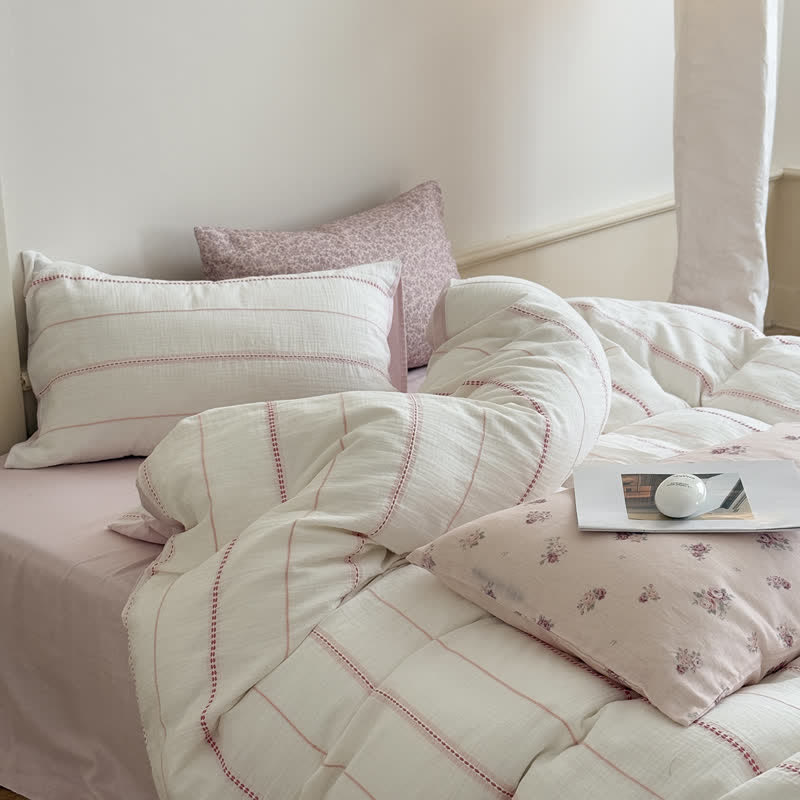 Ownkoti Pink Blossom Washed Cotton Four Piece Bedding Set - image 3