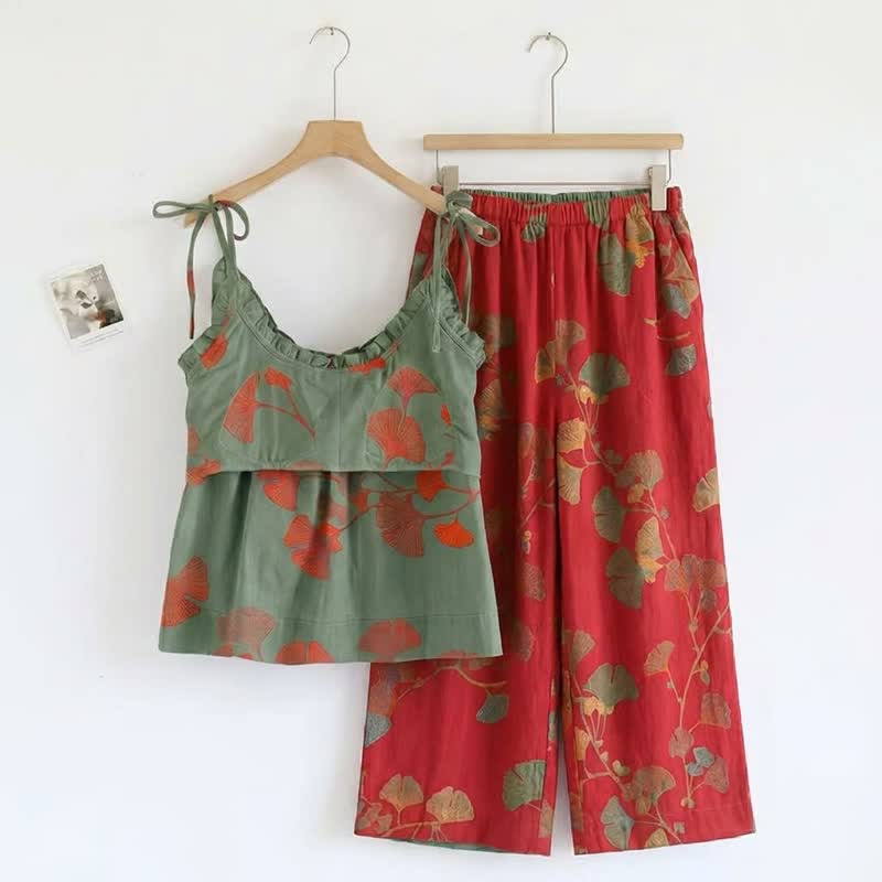 Ownkoti Elegant Ginkgo Cami Cotton Pajama Set - image 17