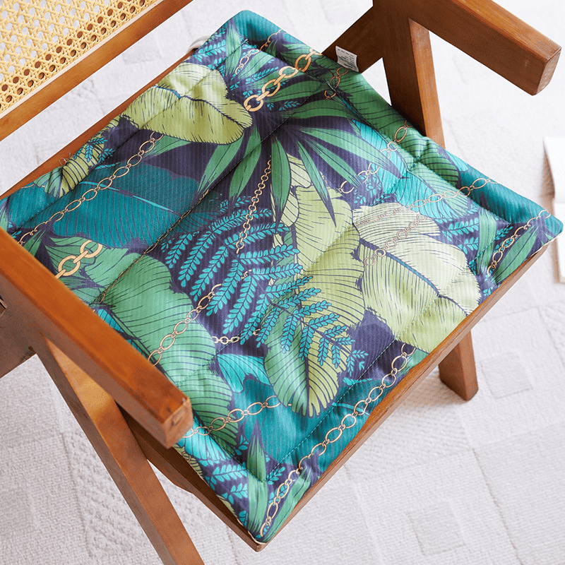 Ownkoti Tropical Chain Leaf Memory Foam Seat Cushion - Teal - 19.7" x 19.7" - image 0