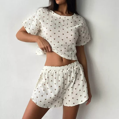 Ownkoti Apricot Heart Print Cotton Loungewear Set - image 4