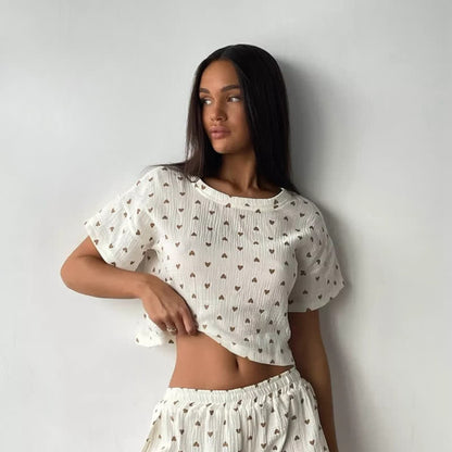 Ownkoti Apricot Heart Print Cotton Loungewear Set - image 7