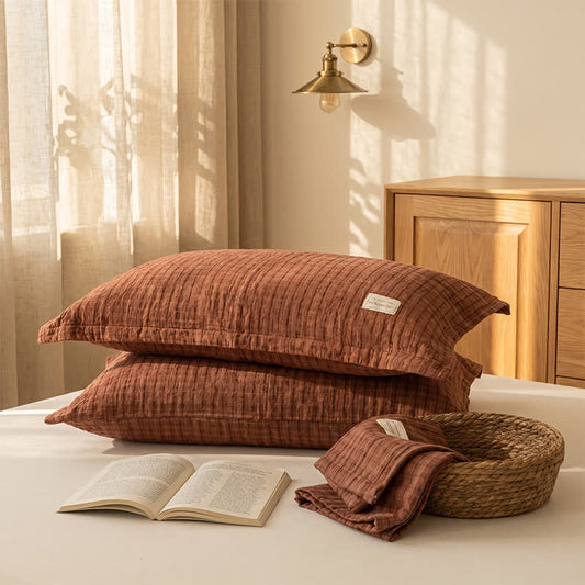 Ownkoti Vintage Grid Double Gauze Cotton Pillow Cover - image 0