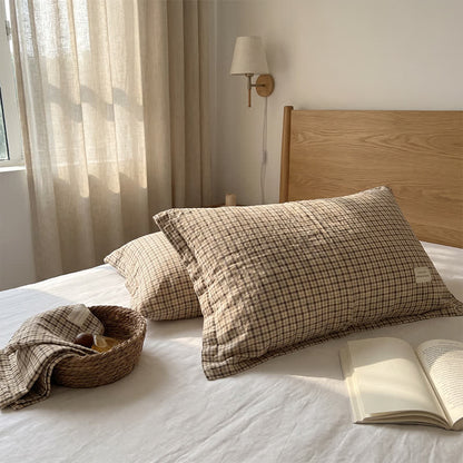 Ownkoti Vintage Grid Double Gauze Cotton Pillow Cover - image 3