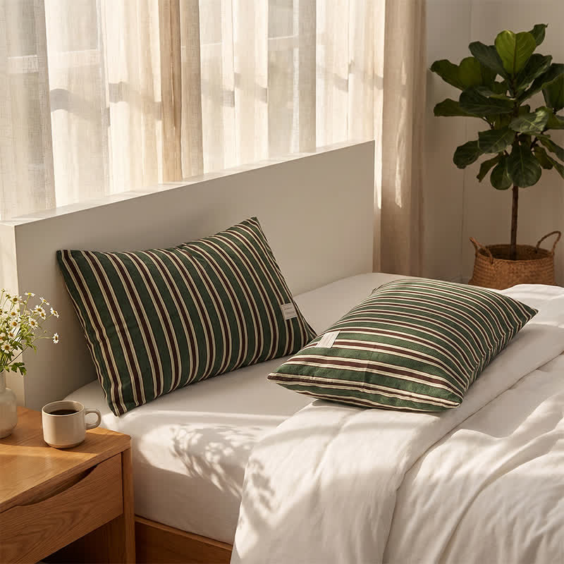 Ownkoti Vintage Stripe Woven Gauze Cotton Pillow Cover - image 6